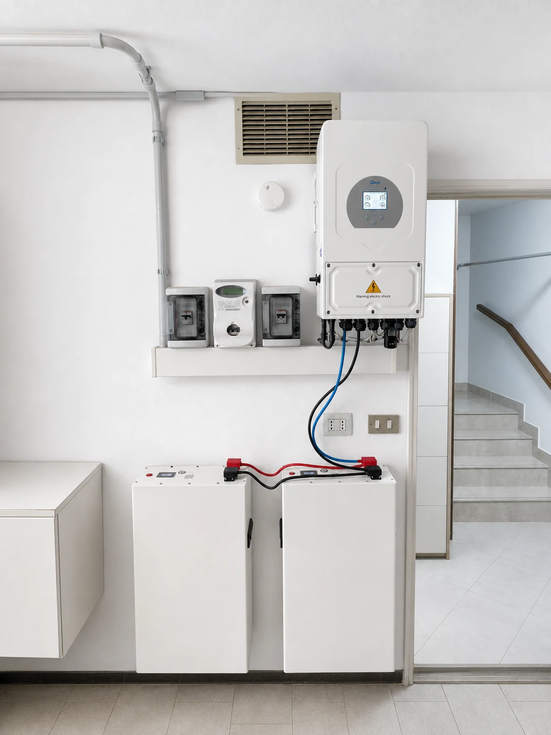 Installazione residenziale Deye con doppia batteria IBWT