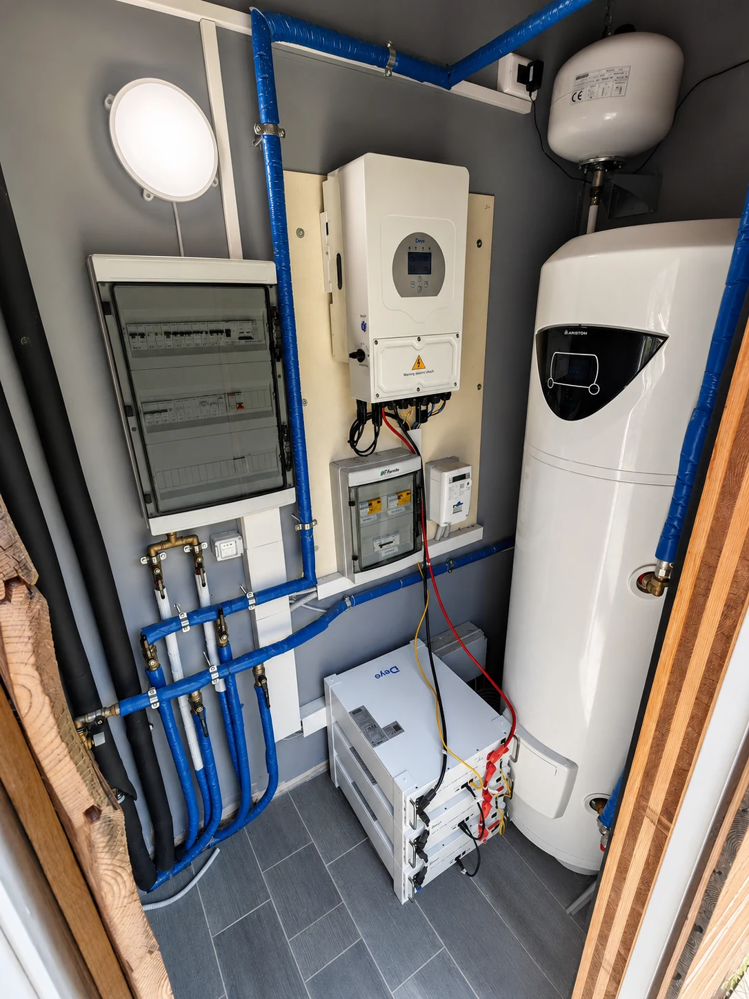 Inverter Deye e accumulo in vano tecnico con pompa di calore